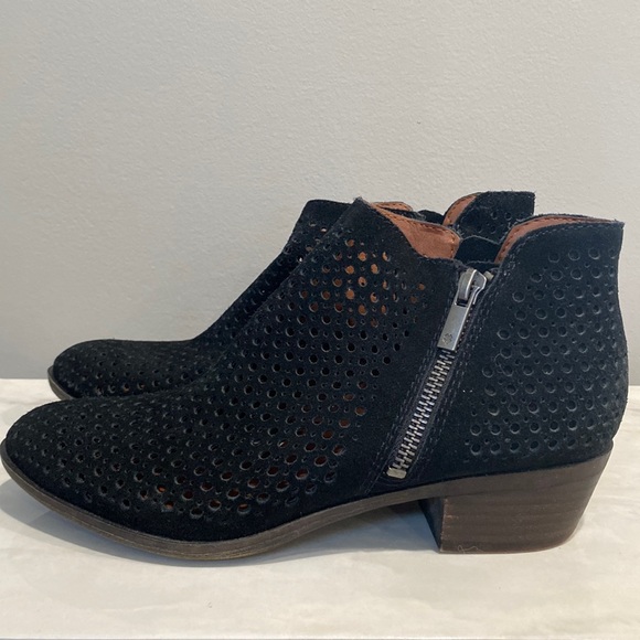 Lucky Brand Shoes - Lucky Brand Black Suede Leather Ankle Booties Size 6.5